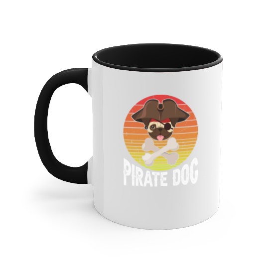 Pug Pirate Dog Accent Mugs