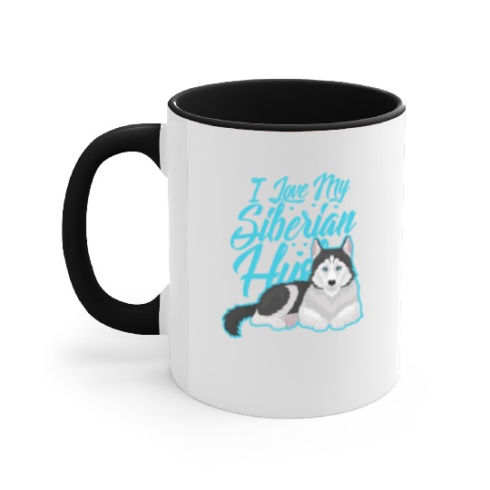 I Love My Siberian Husky Accent Mugs