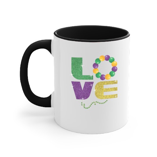Love New Orleans Festival Parade Beads Mardi Gras Accent Mugs
