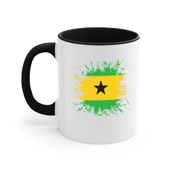 Sao Tome And Principe Flag Paint Splatter Accent Mugs
