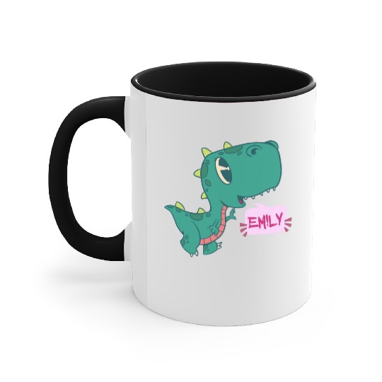 EMILY - Lovely girl name with cute dinosaur Accent Mugs