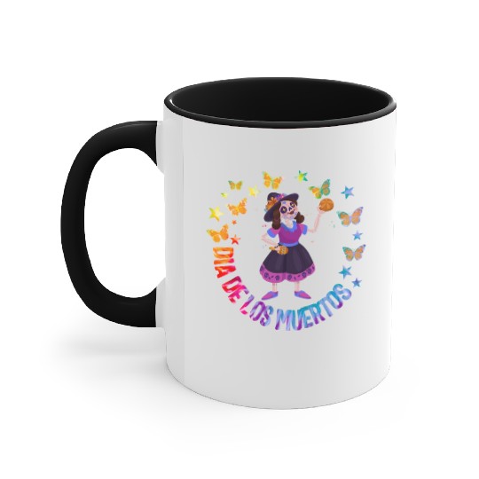 Dia De Los Muertos Accent Mugs, Girl Sugar Skeleton