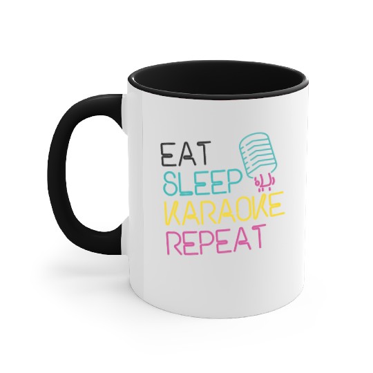 Karaoke Singer 80s Retro Eat Sleep Accent Mugs