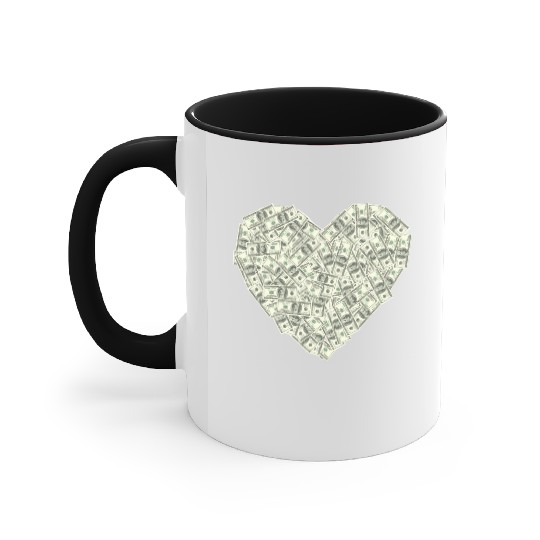 US dollar heart shape, love money Accent Mugs