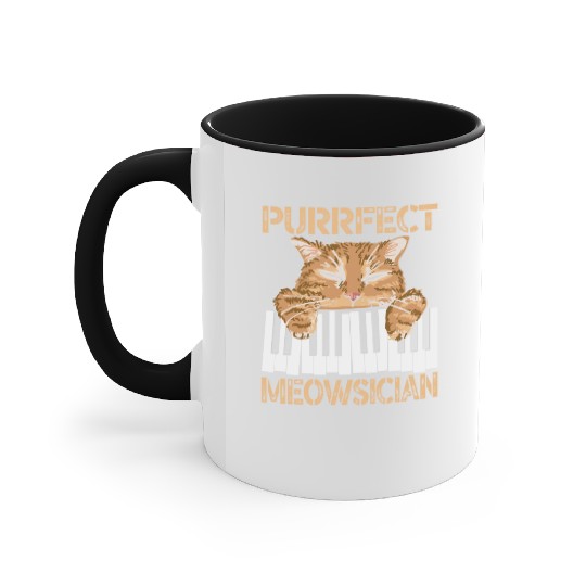 Purrfect Musician Pianist Piano Cat Musical Music Accent Mugs