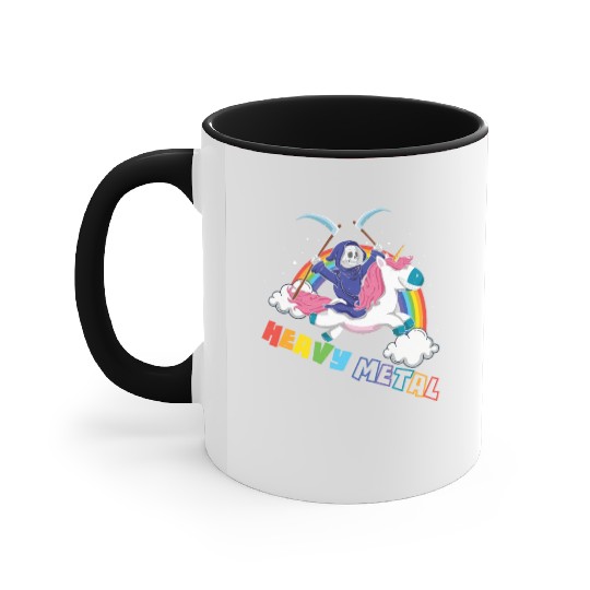 Metal Heavy Unicorn Skeleton Rocker Rock Heavy Accent Mugs