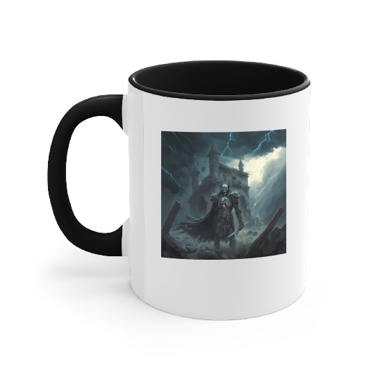 Death Knight in Thunderstorm Accent Mugs