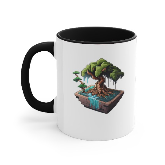 8 Bit Bonsai Tree Accent Mugs