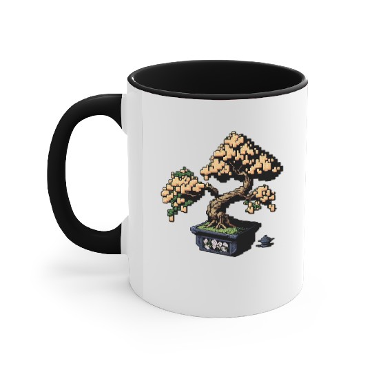 8 Bit Bonsai Tree Accent Mugs