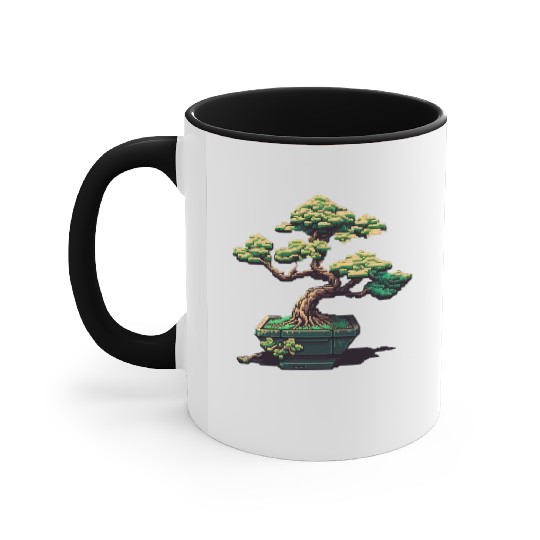 8 Bit Bonsai Tree Accent Mugs