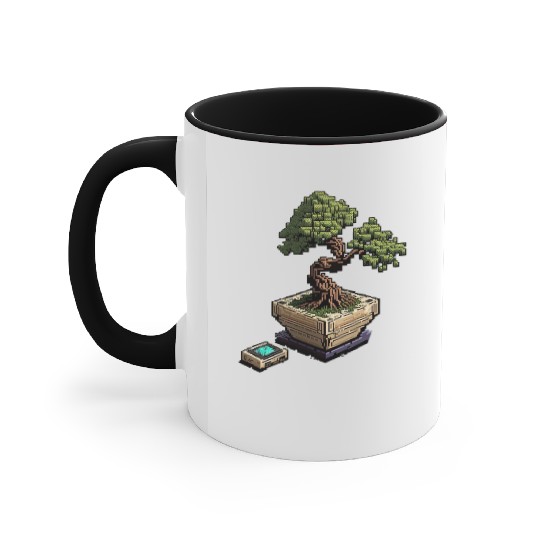 8 Bit Bonsai Tree Accent Mugs