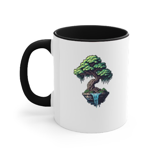 8 Bit Bonsai Tree Accent Mugs