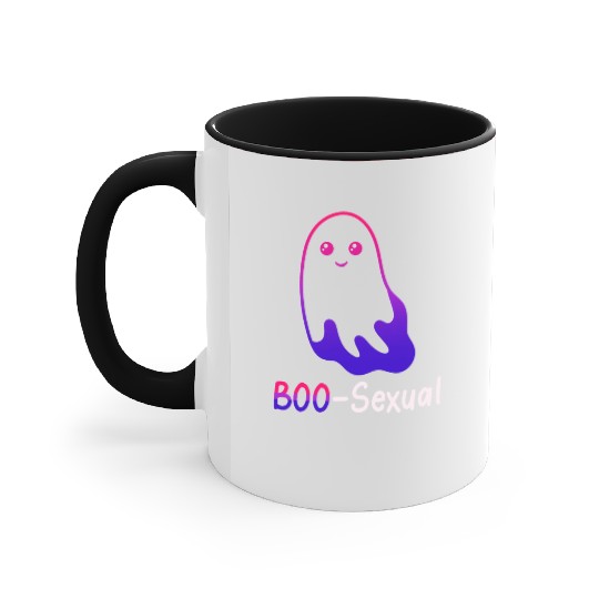 Boo Sexual Cute Bi Cat Ghost LGBT Bisexual Pride F Accent Mugs