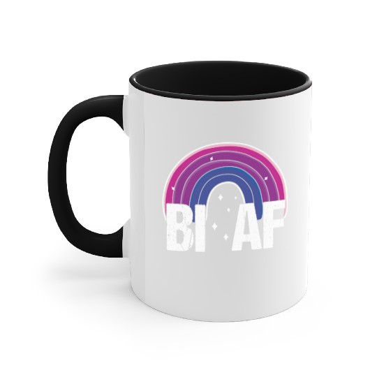 Bi AF Bisexual Pride Flag Rainbow Accent Mugs