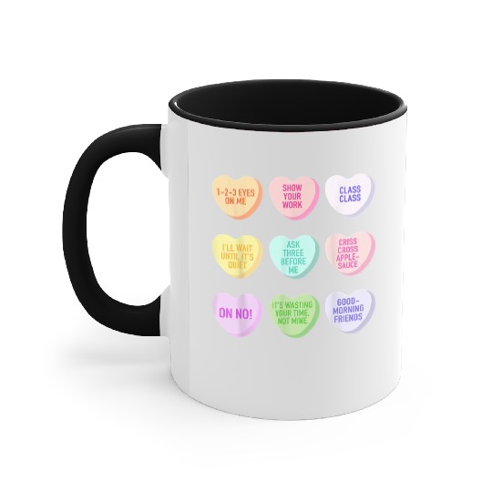 Teacher Valentines Day Conversation Heart School Accent Mugs