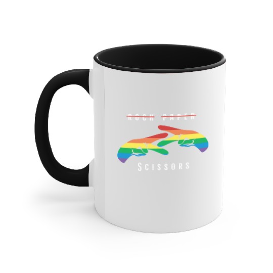 Rock Paper Scissors | Funny Lesbian Pride LGBT Accent Mugs
