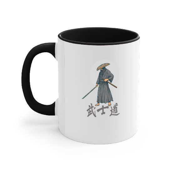 Japanese samurai warrior grey mask Accent Mugs