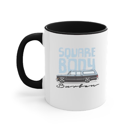 square body Light Blue Accent Mugs