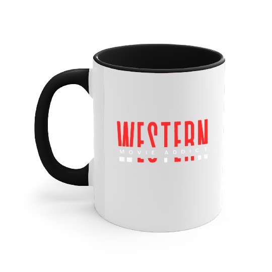 Western movie addict red & white typography design Accent Mugs