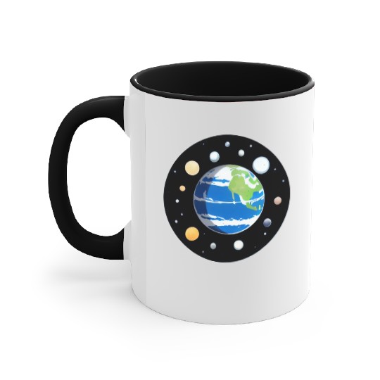 Sweet Cartoon Representation of Planet Earth 7 Accent Mugs