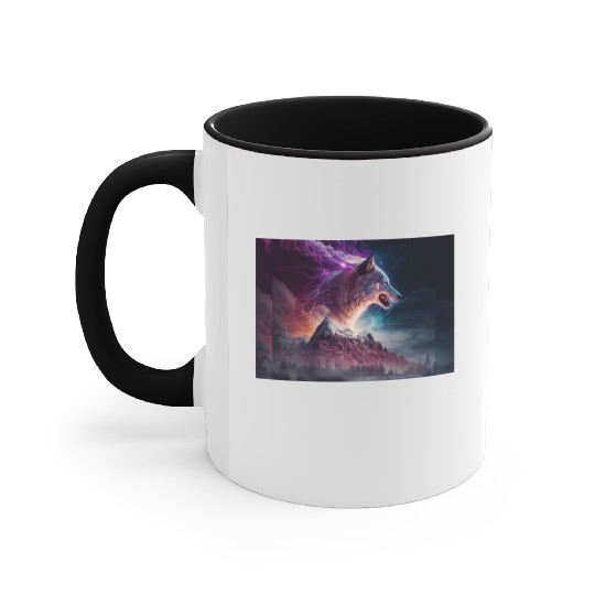 Electric Mountain, Violet Skies, and a Luminous Wo Accent Mugs