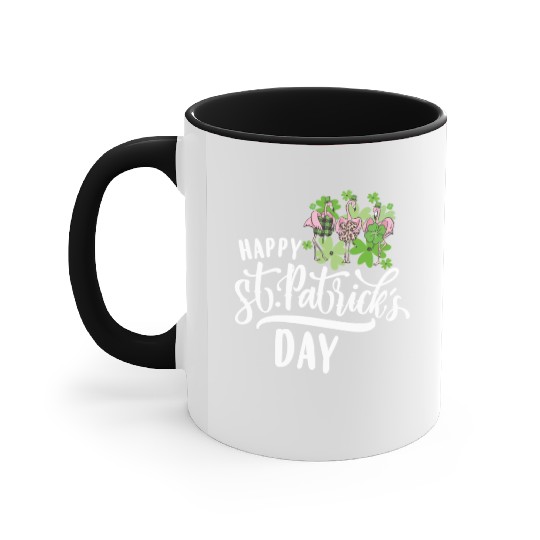 Happy St Patricks Day Irish Flamingo Accent Mugs