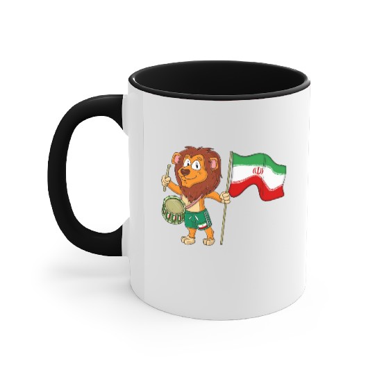 Lion with the Iran flag Accent Mugs
