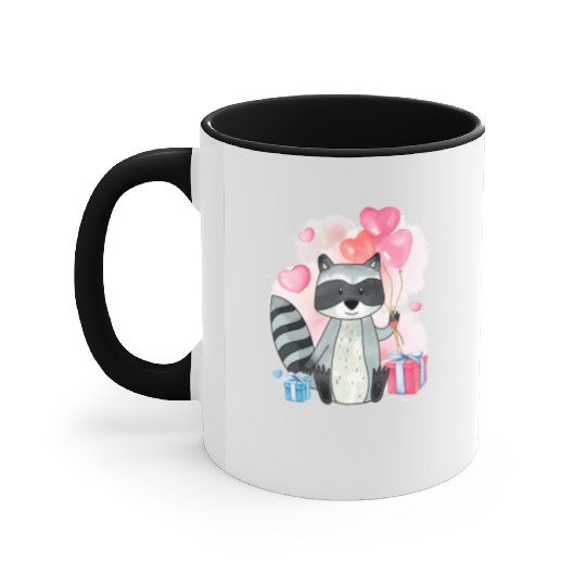 Raccoon Valentines Day Trash Panda Raccoon lover Accent Mugs