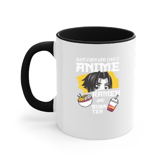 Just A Boy Who Loves Anime Ramen And Boba Tea Accent Mugs