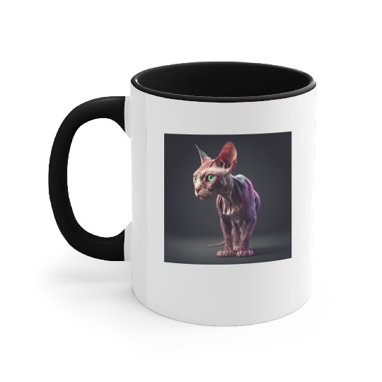 Canadian Sphynx cat with transparent skin Accent Mugs
