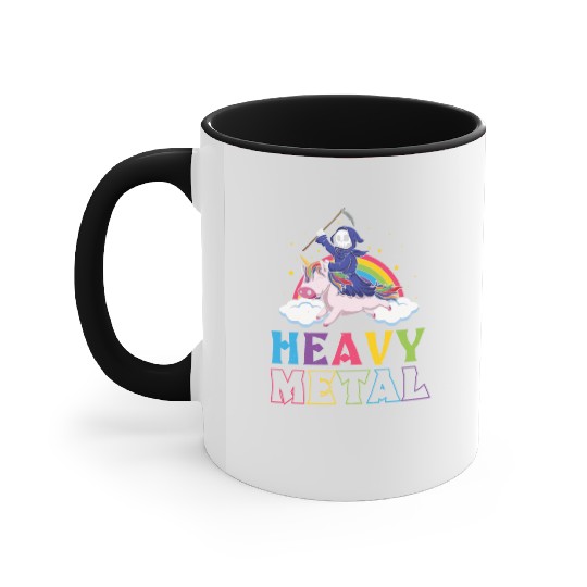 Metal Heavy Music Unicorn Skeleton Grim Rock Heavy Accent Mugs