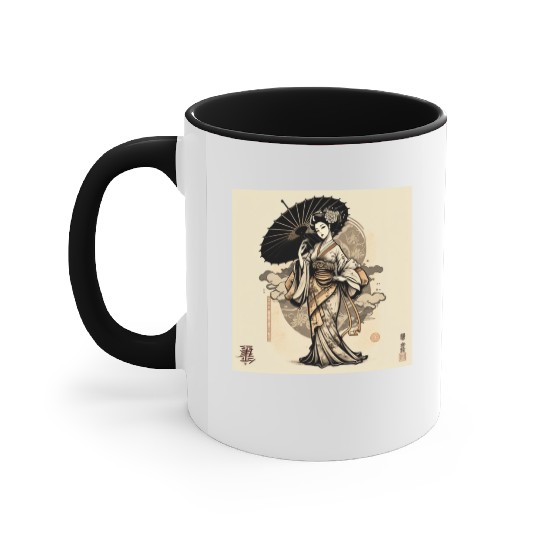 Japanese Kimono girl Accent Mugs