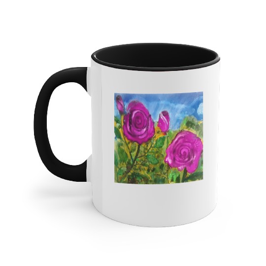Hand Painted Roses Accent Mugs Accent Mugs Mugs Tote Bags