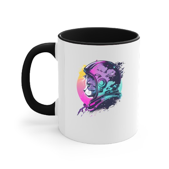 Aesthetic Vaporwave Space Cat 80s 90s Astronaut Accent Mugs