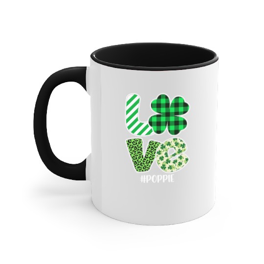 Love Poppie Green Plaid Leopard Shamrock Accent Mugs