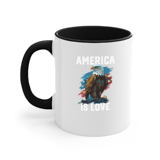 America Is Love American Bald Eagle 4th Of July Accent Mugs