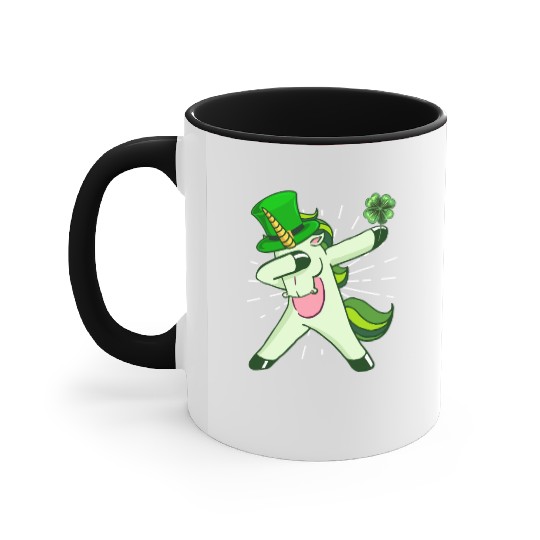 Dabbing unicorn shamrock St. Patrick's Day Accent Mugs
