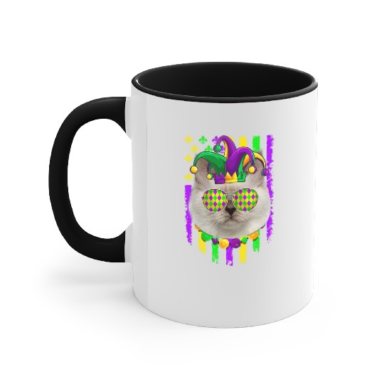 American Flag Mardi Gras Cute Birman Cat Lover Accent Mugs