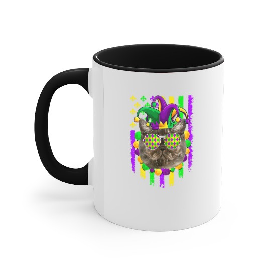 Mardi Gras Cute Exotic Shorthair Cat Lover Accent Mugs