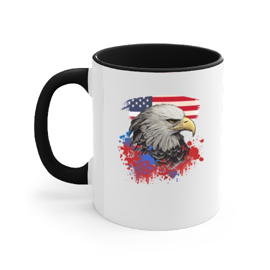 Bald Eagle Patriotic American Bird US Flag Accent Mugs