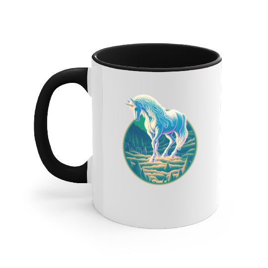 Unicorn in Mountain Landscape Accent Mugs