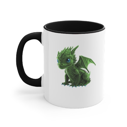 green baby dragon Accent Mugs