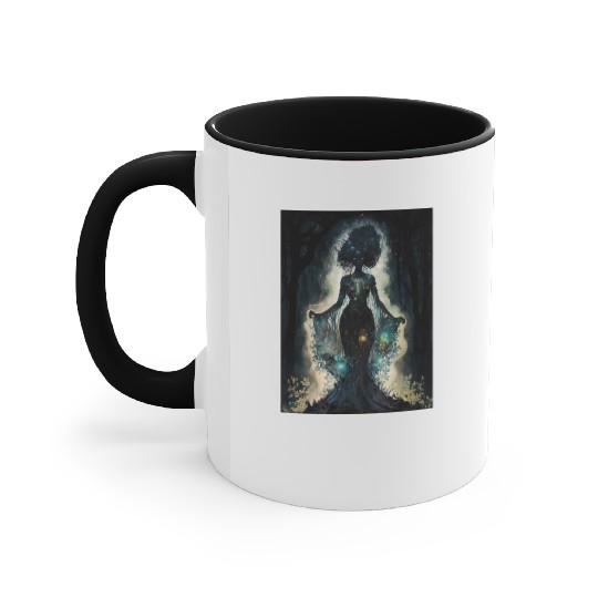 Black Nature Goddess - African American, Woodland Accent Mugs