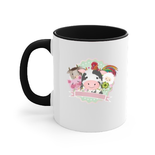 happy farm animals together in the countryside Accent Mugs
