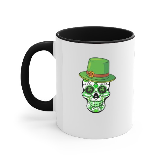 Sugar Skull Saint Patricks Day of the Dead Accent Mugs