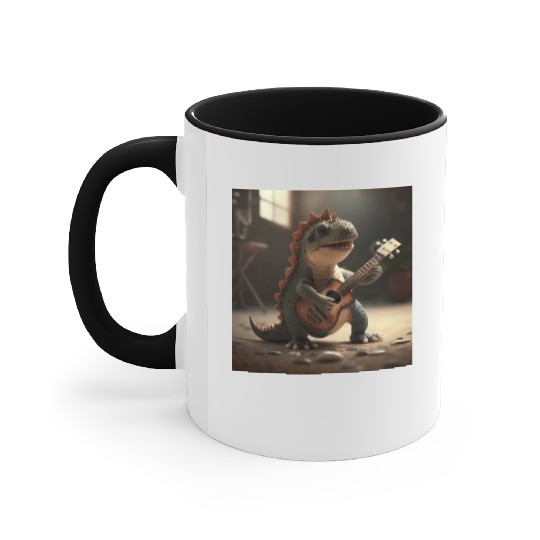 Mini dino cute music guitar acoustic concert Accent Mugs
