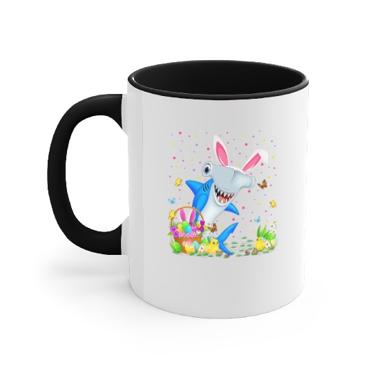 Shark Fish Easter Egg Hunting Hammerhead Shark Eas Accent Mugs