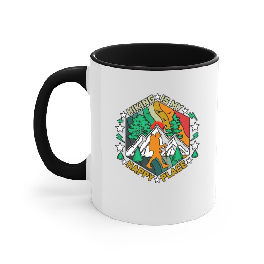 Hiking Is My Happy Place Nature Camping Accent Mugs