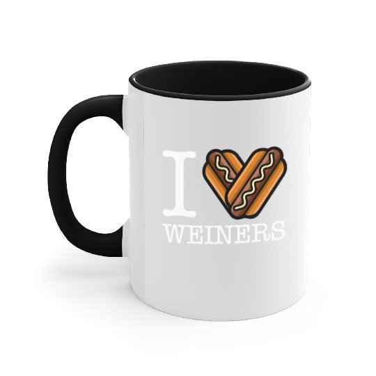 I Love Weiners Funny Hotdog Lovers Humor Dog Pun Accent Mugs