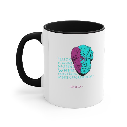 Seneca Stoic Philosophy Quote, Luck Accent Mugs